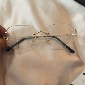 Cartier Authentic Elegant Gold and Black Rimless Glasses